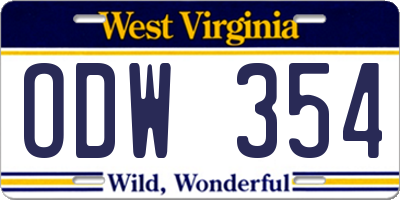 WV license plate ODW354