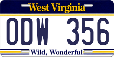 WV license plate ODW356