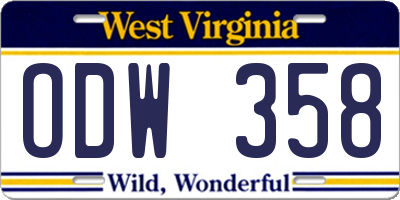 WV license plate ODW358
