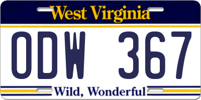 WV license plate ODW367
