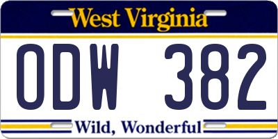 WV license plate ODW382