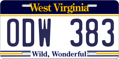 WV license plate ODW383