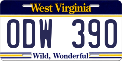 WV license plate ODW390