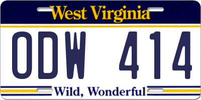 WV license plate ODW414