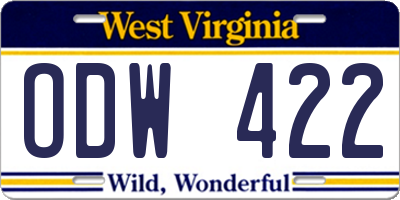 WV license plate ODW422