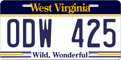 WV license plate ODW425