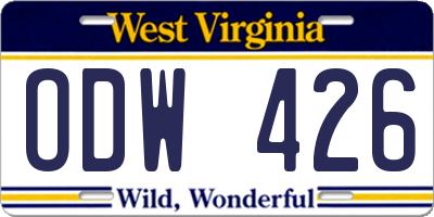 WV license plate ODW426