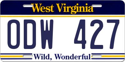WV license plate ODW427