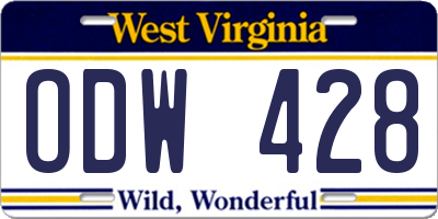 WV license plate ODW428