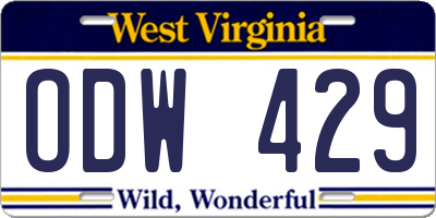 WV license plate ODW429