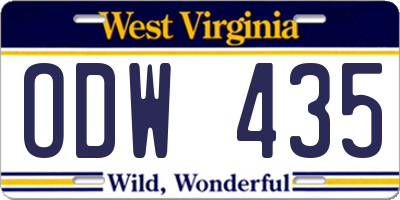 WV license plate ODW435