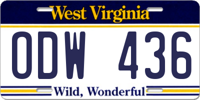 WV license plate ODW436