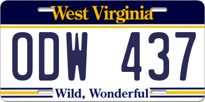 WV license plate ODW437