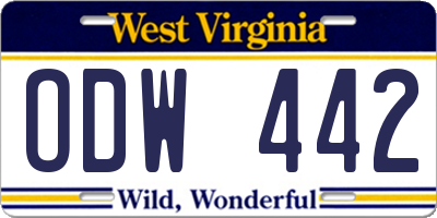 WV license plate ODW442