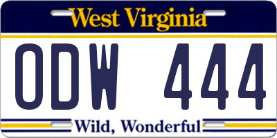 WV license plate ODW444