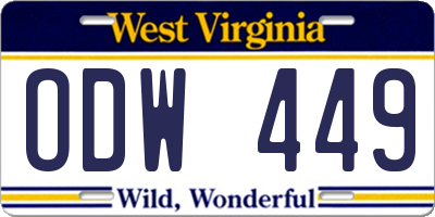 WV license plate ODW449
