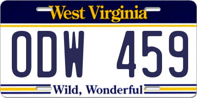 WV license plate ODW459