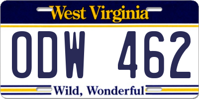 WV license plate ODW462