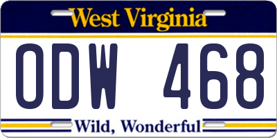 WV license plate ODW468