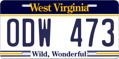 WV license plate ODW473