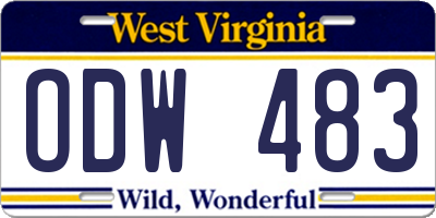 WV license plate ODW483