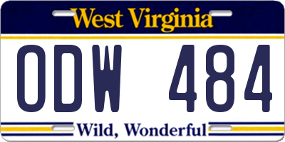 WV license plate ODW484