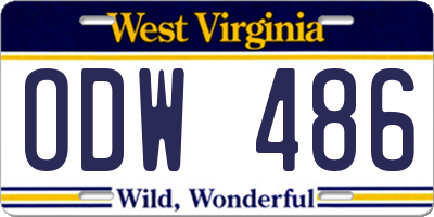 WV license plate ODW486