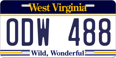 WV license plate ODW488