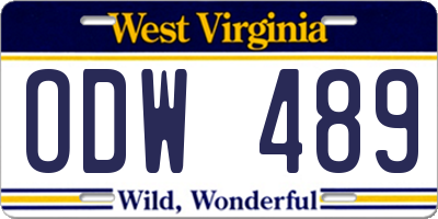 WV license plate ODW489