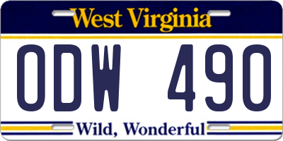 WV license plate ODW490