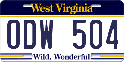WV license plate ODW504