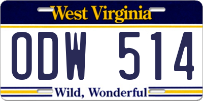 WV license plate ODW514