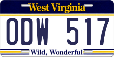WV license plate ODW517