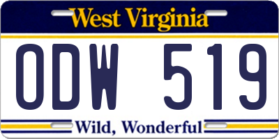 WV license plate ODW519