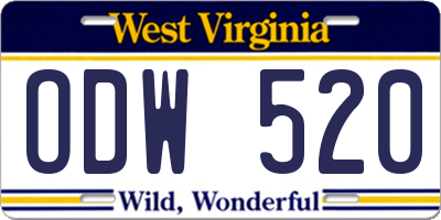 WV license plate ODW520