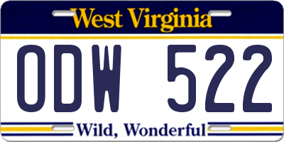 WV license plate ODW522