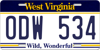 WV license plate ODW534