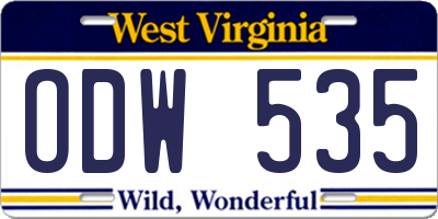 WV license plate ODW535