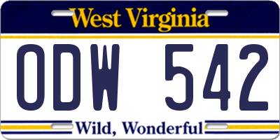 WV license plate ODW542
