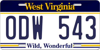WV license plate ODW543