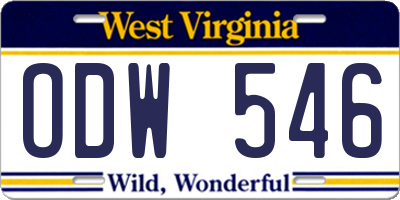 WV license plate ODW546
