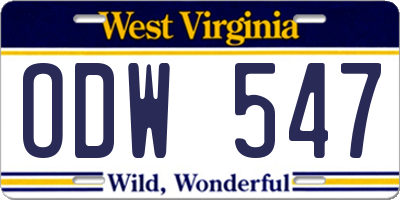 WV license plate ODW547