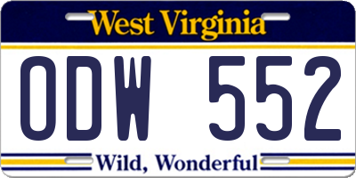 WV license plate ODW552