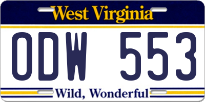 WV license plate ODW553