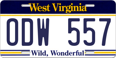 WV license plate ODW557