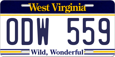WV license plate ODW559