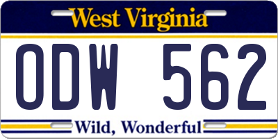 WV license plate ODW562