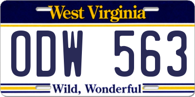 WV license plate ODW563