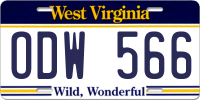 WV license plate ODW566