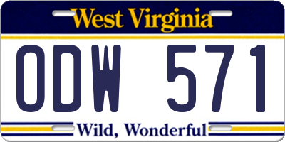 WV license plate ODW571